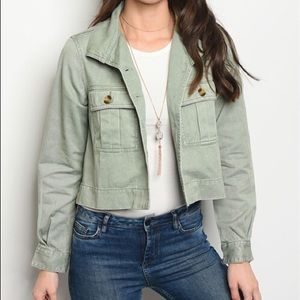 *1 SMALL LEFT* Faded Crop Utility Jacket